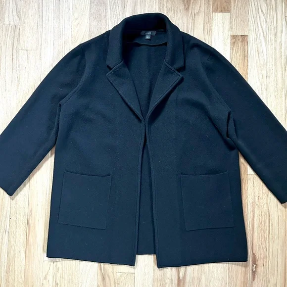 J.CREW open front sweater blazer black relaxed fit office work size L - Picture 4 of 11